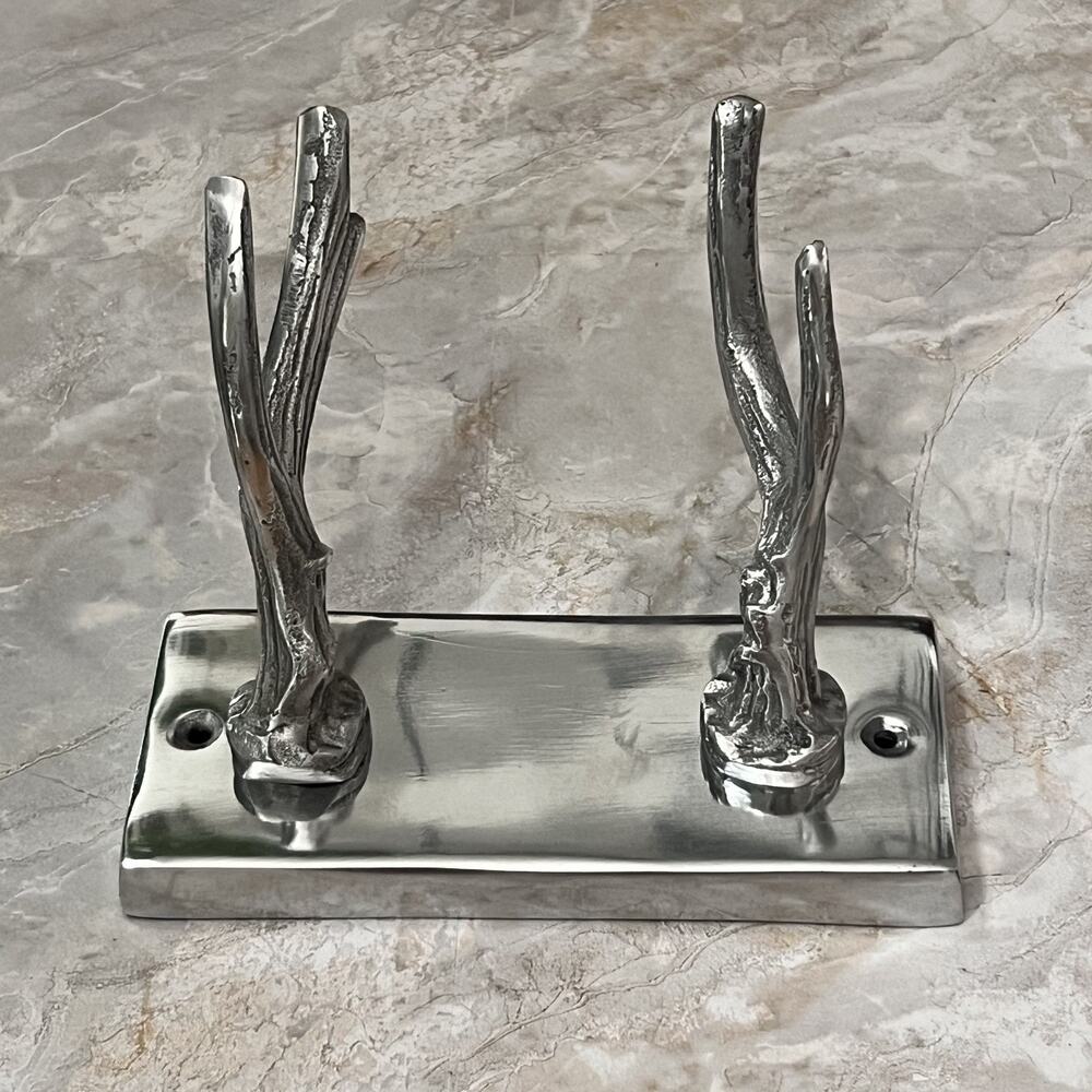 Double Antler Horn Inspired Hook Coat Hanger Western Home Decor Metal